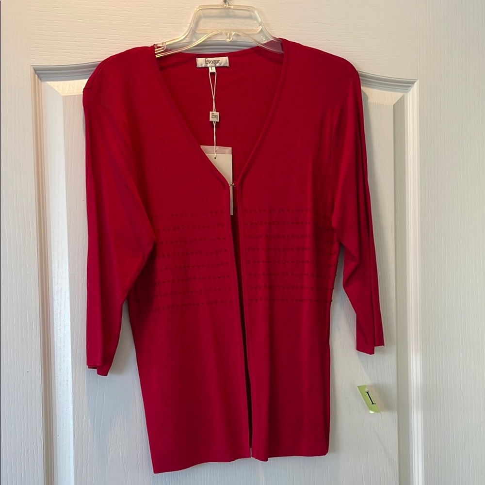 NWT Evoque Red V-Neck Cardigan Size L